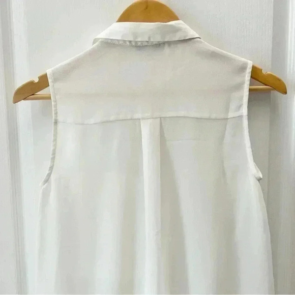 RW&CO Blouse Sheer  Sleeveless Shell White Button Front Shirt Size XS - Picture 9 of 16